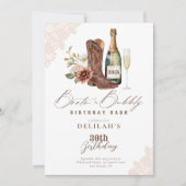 ブーツ&バブーブリーシック女性のカーボーイワイルドウェスタン誕生日 招待状 (正面)