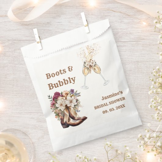 ブーツ&バブーブリーボホーウェスタンブライダルシャワーパーティー フェイバーバッグ (クリップ留めされた状態)