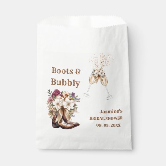 ブーツ&バブーブリーボホーウェスタンブライダルシャワーパーティー フェイバーバッグ (正面)