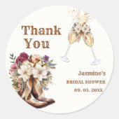 ブーツ&バブーブリーボホーウェスタンブライダルシャワーパーティー ラウンドシール (正面)