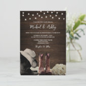 ブーツ&バラパーソナライズされた結婚式招待状 招待状 (スタンド正面)