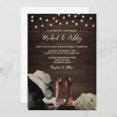 ブーツ&バラパーソナライズされた結婚式招待状 招待状 (正面/裏面)