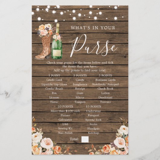 ブーツ&バ素朴ブリーブライダルシャワー財布ゲーム (正面)