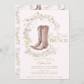 ブーツ&ブランチピンクワイルドフラワーブライダルシャワー 招待状 (正面/裏面)