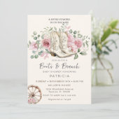 ブーツ&ブランチピンク女性のカーボーイベビーシャワー 招待状 (スタンド正面)