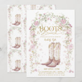 ブーツ&ブランチ ワイルドフラワーアーチ ブライダルシャワー 招待状 (正面/裏面)