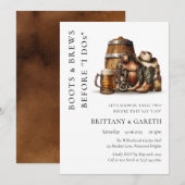 ブーツ＆ブリュー ビフォア・ザ・アイ・ドゥーズ ウェディングシャワーのお誘い ビール醸造所 招待状 (正面/裏面)