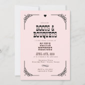 ブーツ&ブーケツウェスタン女性のカーボーイブライダルシャワー 招待状 (正面)