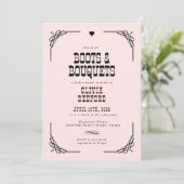 ブーツ&ブーケツウェスタン女性のカーボーイブライダルシャワー 招待状 (スタンド正面)