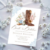 ブーツ&ボトルブルーカウボーイウェスタンベビーシャワー 招待状