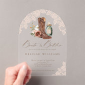 ブーツ&ボトル女性のカーボーイウェスタンベビーシャワーアーチ アクリル招待状 (インサイチュ (ポータブル))