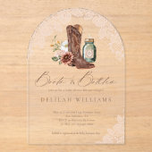 ブーツ&ボトル女性のカーボーイウェスタンベビーシャワーアーチ アクリル招待状 (正面)