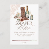 ブーツ ボトル ウェスタン ベイビー シャワー おむつラッフル エンクロージャーカード (正面)