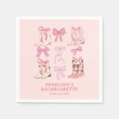 ブーツ&ボーズピンク女性のカーボーイバチェロレッテ スタンダードカクテルナプキン (正面)