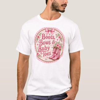 ブーツ リボン 赤ちゃんのつま先 Tシャツ