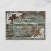 ブーツ&レース素朴ウェディングRSVPカード エンクロージャーカード (正面)