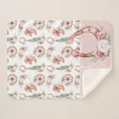 ブーツ&開花ズウェスタンシック可愛いリトル女性のカーボーイ シェルパブランケット (正面(横))