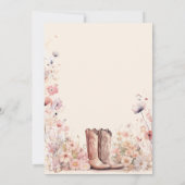 ブーツ&開花フローラ女性のカーボーイブライダルシャワー 招待状 (裏面)
