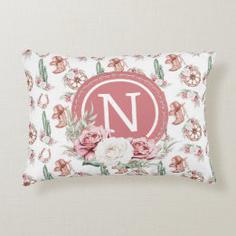 ブーツ&開花：ウェスタンシック女性のカーボーイ パーソナライズされた アクセントクッション