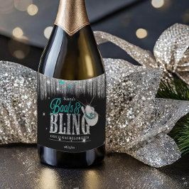 ブーツ'nディスコきらきら光るバチェロレッテティール（緑がかった色）ID925 スパークリングワインラベル