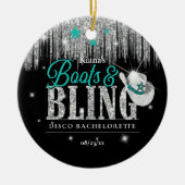 ブーツ'nディスコきらきら光るバチェロレッテティール(緑がかった色)ID925 セラミックオーナメント (正面)