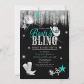 ブーツ'nディスコきらきら光るバチェロレッテティール(緑がかった色)ID925 招待状 (正面)