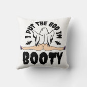 ブーティおかしなハロウィーン幽霊の女性にブーを入れる クッション (裏面)