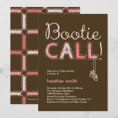 ブーティコールベビーシャワー招待状-ピンク 招待状 (正面/裏面)