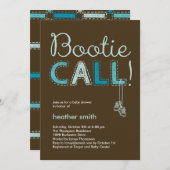 ブーティコールベビーシャワー招待状-青 招待状 (正面/裏面)