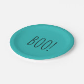 ブーティール（緑がかった色）とブラックミニマリストシンプルのハロウィーン ペーパープレート (アングル)