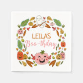 ブーデーハロウィンピンク誕生日パーティー スタンダードカクテルナプキン (正面)