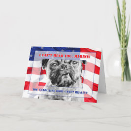 ブートキャンプ卒業生のおもしろい不機嫌なパグ犬 カード