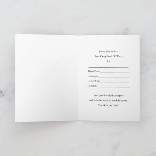 ブートキャンプ用招待状メス用パーティーの送信 カード (内部)