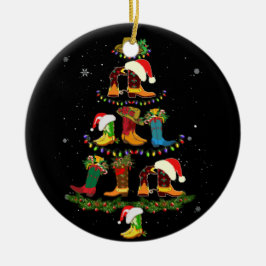 ブートクリスマスツリーラインダンスおもしろい踊りブーツ セラミックオーナメント
