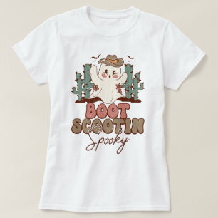 ブートスクー不気味チンウエスタンブー幽霊ハロウィーン Tシャツ