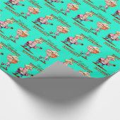 ブートストムピン'誕生日ウエスタンカウボーイ女性のカーボーイブルー ラッピングペーパー (角)