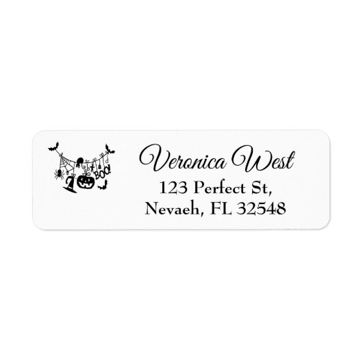 ブートトリックまたはハロウィーンのこうもり、カボチャ ラベル (正面)