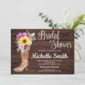 ブート素朴カントリーヒマワリフローラブライダルシャワー 招待状 (スタンド正面)