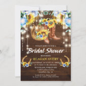 ブート素朴フローラストリングライトブライダルシャワー 招待状 (正面)