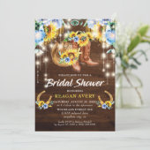 ブート素朴フローラストリングライトブライダルシャワー 招待状 (スタンド正面)
