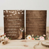 ブート素朴フローラストリングライト婚約パーティ 招待状