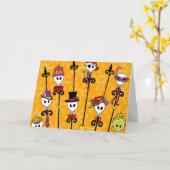 ブードゥーのスカルの謝肉祭のパーティー カード (黄色い花)