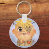 ブードゥーの衣装を着た可愛い男クラシックの子Round Sticke キーホルダー (正面)