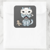 ブードゥーキャットオンダークグレー スクエアシール (バッグ)