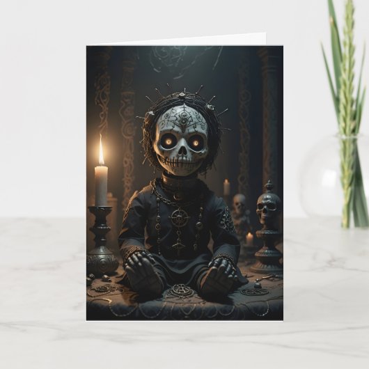 ブードゥードールキャンドルスカルハロウィーン カード (正面)