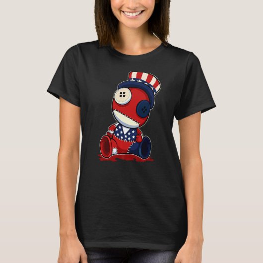 ブードゥードール7月の米国国旗の帽子4日 Tシャツ (正面)