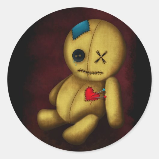 ブードゥーラグドール(ボタン付きパッチとピン) ラウンドシール (正面)