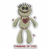 ブードゥー人形のハートピン考えるは、あなたをステッチ シール (正面)