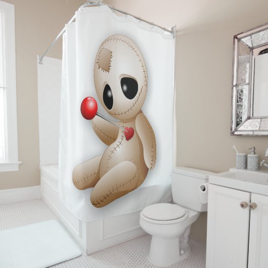 ブードゥー人形の恋の漫画 シャワーカーテン (インサイチュ)