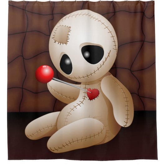 ブードゥー人形の恋の漫画 シャワーカーテン (正面)